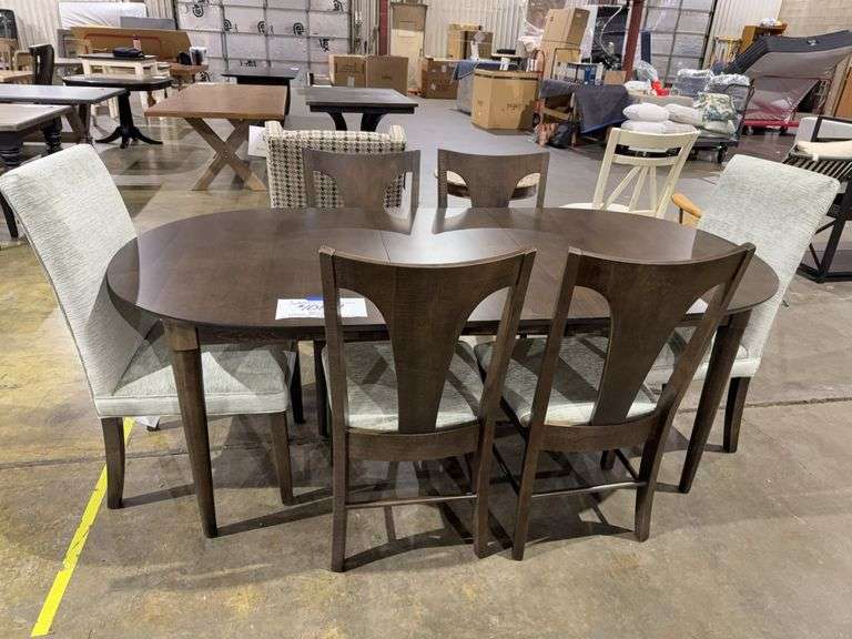 Bassett custom bench made solid maple table and six chairs image