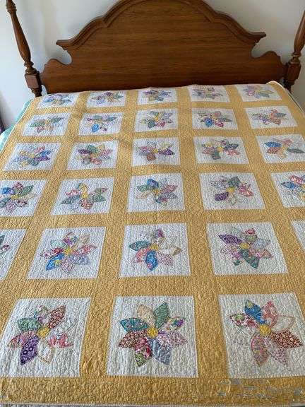 Appliquéd “Friendship Delilah”pattern, 70” x 81” quilt, worn image