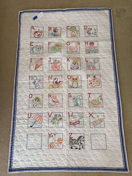 Children’s counted cross stitch alphabet quilt 36“ x 46“ image