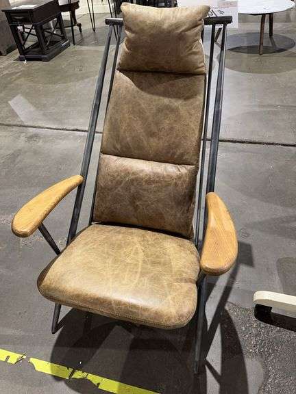 Iron frame leather & fabric chair image