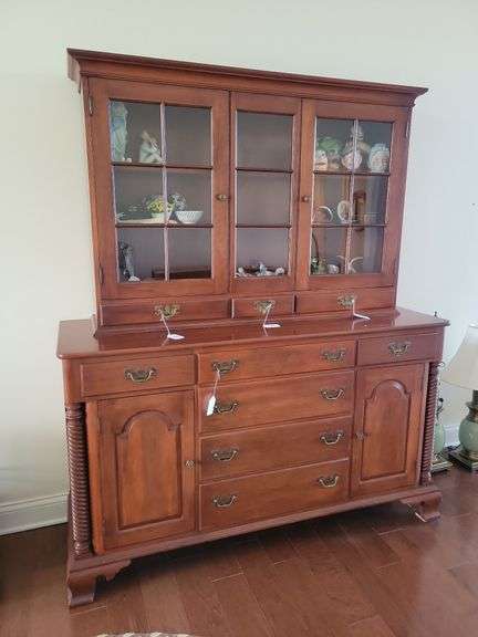 Willet cherry 2 piece china cabinet 62" x 20" x 74" image