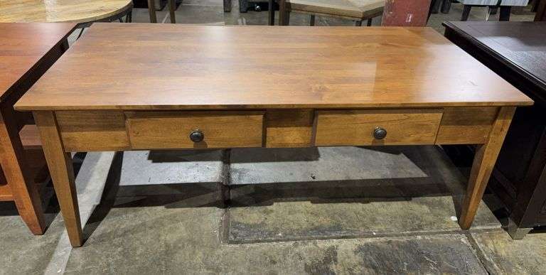 Amish solid wood two drawer coffee table image