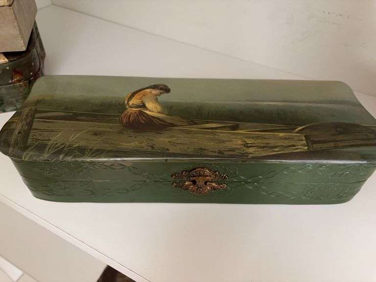 Vintage glove box , jewelry box, keepsake box and wooden keepsake box image