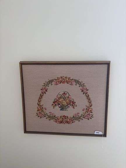 Vintage framed needle point image