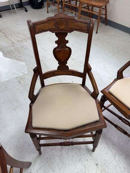 6 Burl Walnut Chairs image