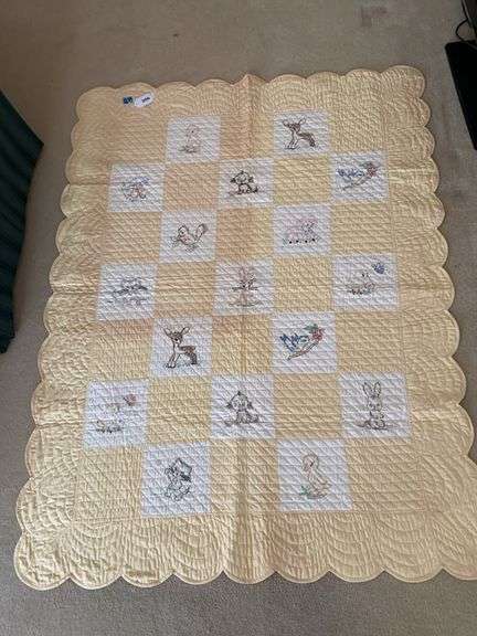 Children’s animal embroidered quilt 48“ x 64“ image