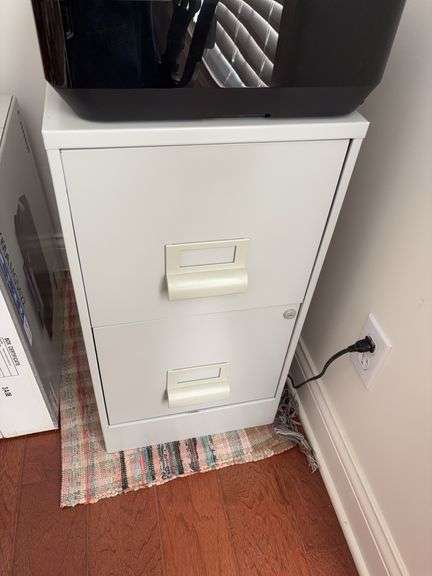 2 drawer metal filing cabinet ( no key)  and canon printer ( has box) image