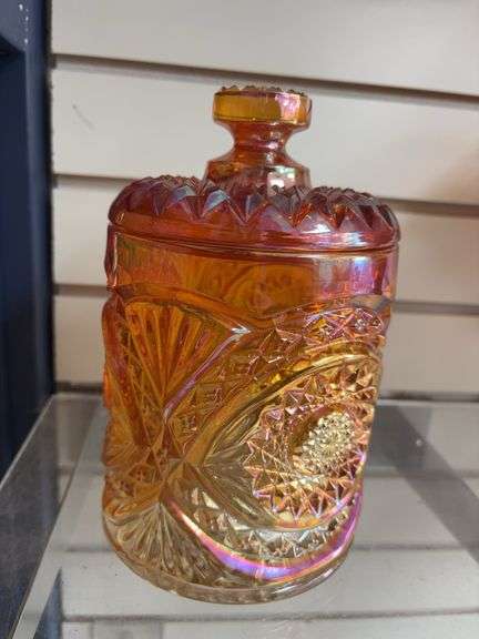 Covered Orange Carnival Jar image