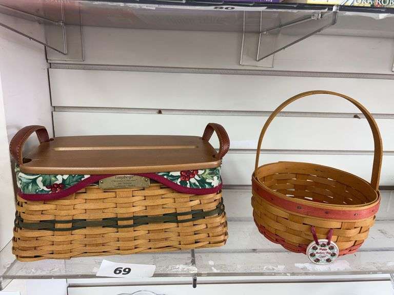 Longaberger “Christmas Collection “ 2002 Edition Traditions Basket with slotted lid and 1998 Longaberger  Mothers Day Basket image