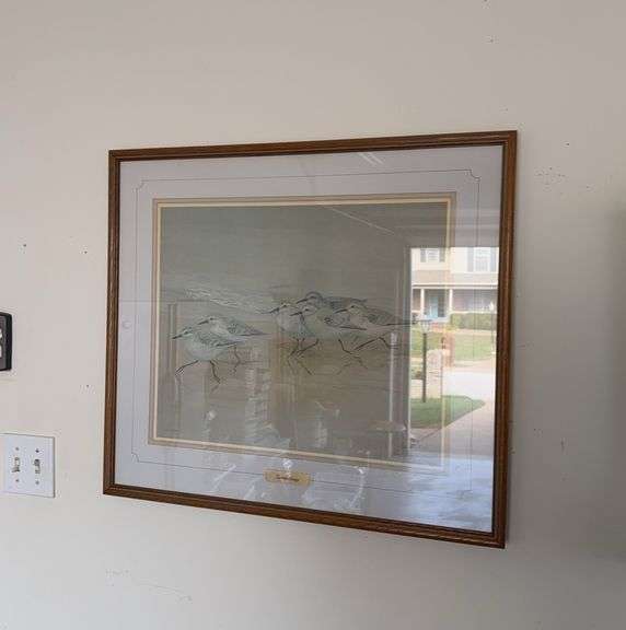 Jean Stull “Sanderlings” limited edition print, framed land scape print image