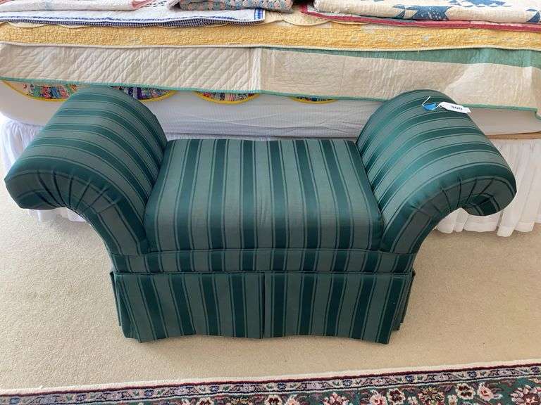 Green striped bed bench 43”w x 24”h, (seat 22” x 16”) image