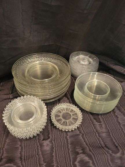 Clear Glass Collection Plates, Saucers (42 pieces) image