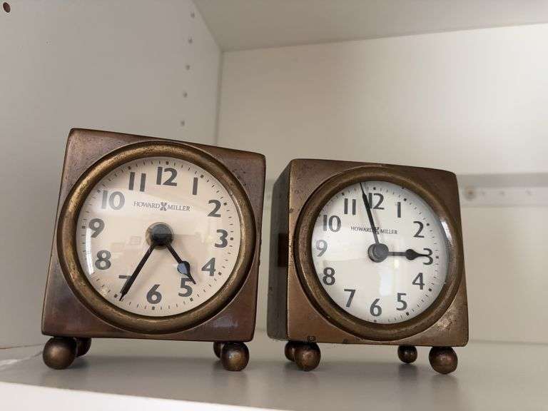 2 India Howard Miller clocks , Schatz anniversary clock ( unknown if works ) and small crystal clear clock movement image