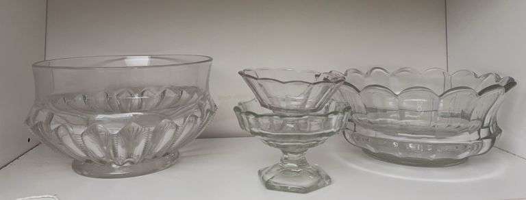 Vintage pattern bowls, 2 small pedestal berry bowls image