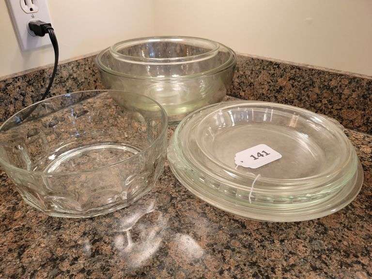 Clear Glass Collection Pie Pans, Mixing Bowls, Casserole image