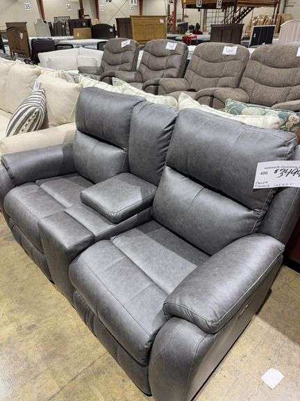 Power leather loveseat with console image