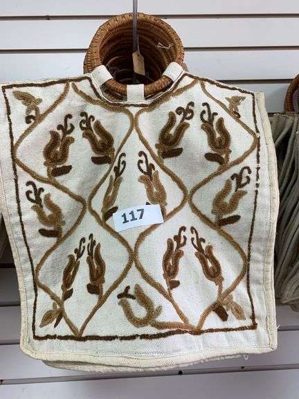 10 - Kashmiri handbags with crewel decoration, brown and beige floral image