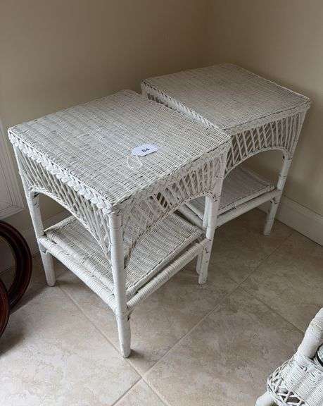 Pr of wicker lamp tables image