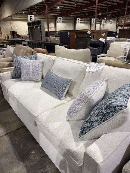 3 cushion white/gey sofa with pillows image