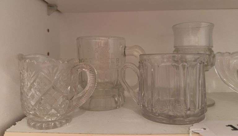 Lot of misc clear glass mugs, mini pitchers image