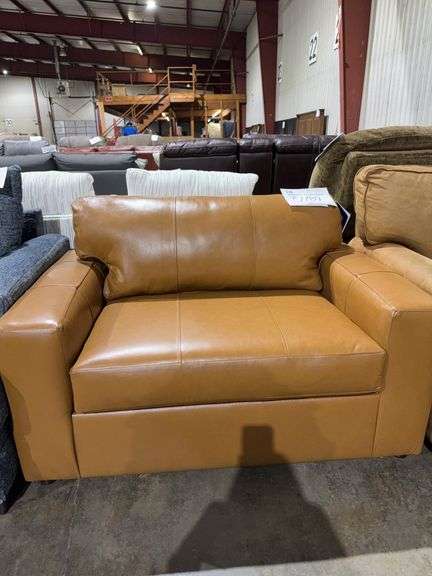 LEATHER MATCH NUTMEG CUDDLE CHAIR - HUGHES FURNITURE image