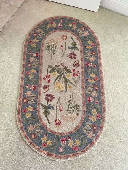 30” x 54” oval hooked floral rug image