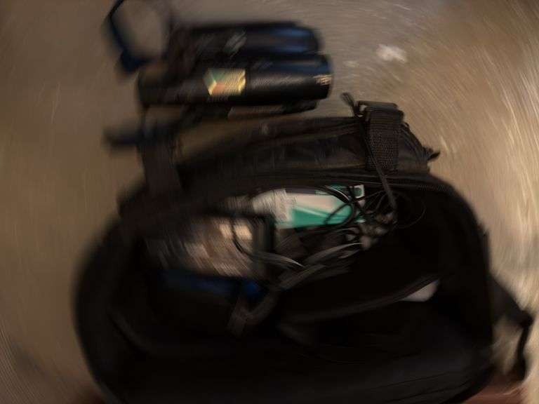 Suitcase with vhs recorder & tripod, camera bag with Sony Handycam