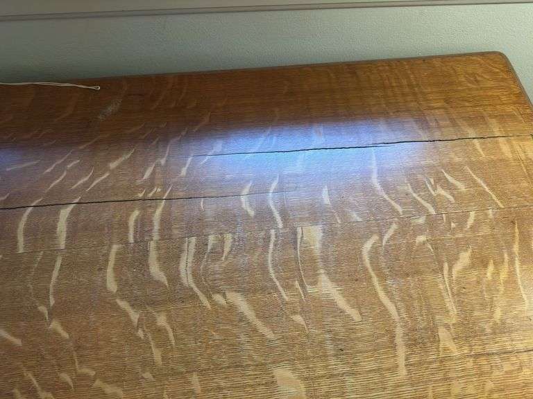 Writing desk with 1 drawer and contents  42” w x 26” d x 29” h cracks on top