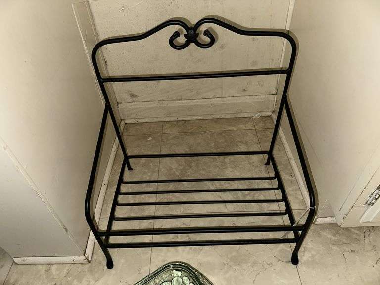 Glass casserole dish, iron stand