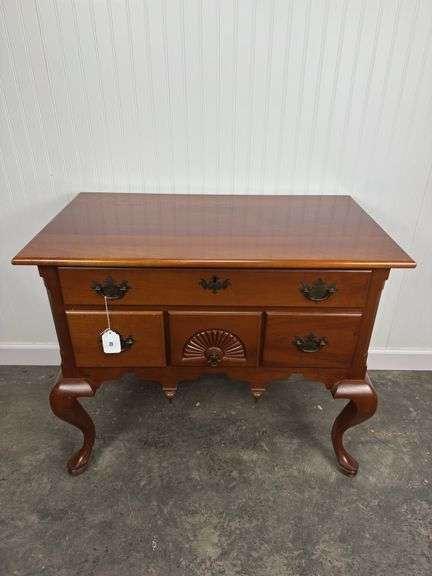 Chippendale style solid cherry low boy, six drawer chest with queen ann legs