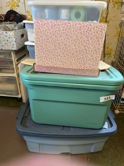 2 tubs of lace and 1 box of patterns