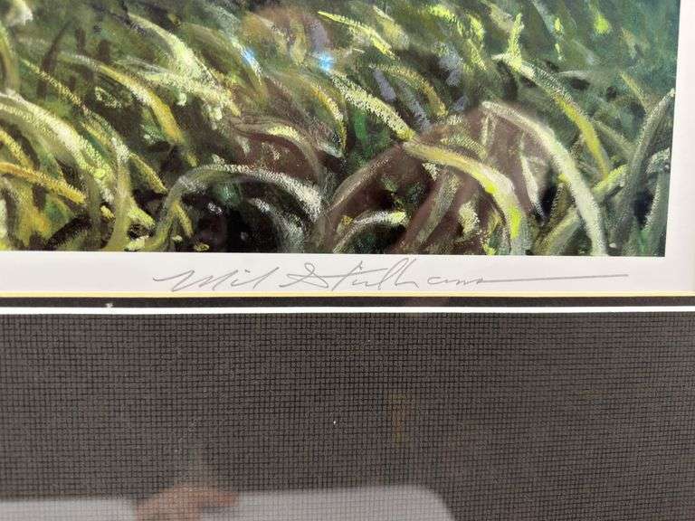 2 Prints by Michael Stidham (1954), titled "Four Permit fish in shallows” and Tarpon