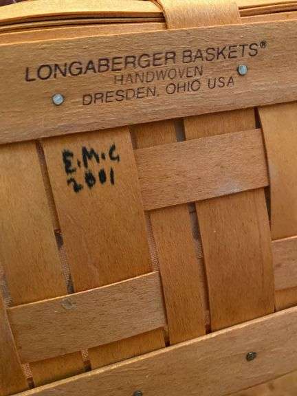 Longaberger 3 Botanical baskets, Vanity 14.5”w x 8”d x 6”h, large bin 13”w x 16.5”d x 8”h, Serving tray 14.5”w x 20”d x 3.5”h
