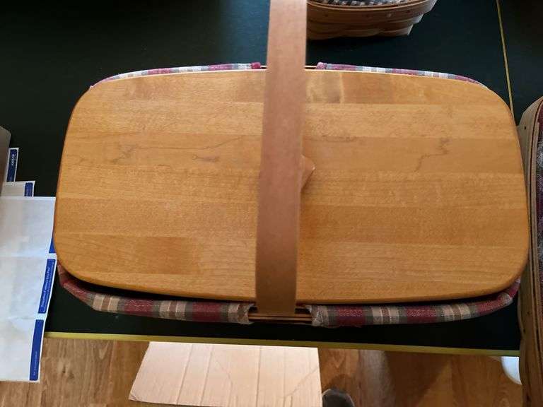 Longaberger  black iron lantern, bread basket, 2005 picnic basket