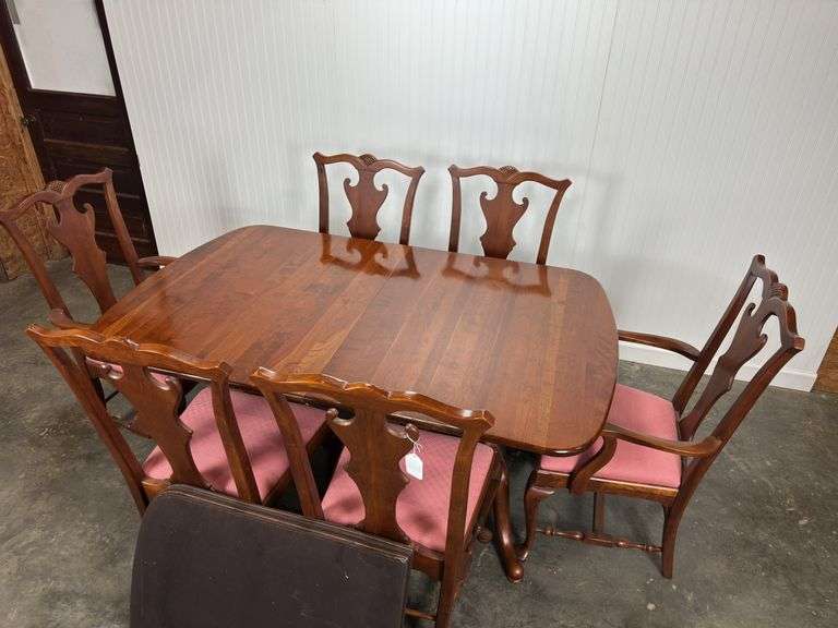 Lexington double Pedestal Cherry Dining Room Table