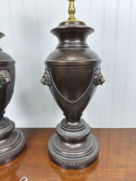 Pair of 30” lamps in bronze finish