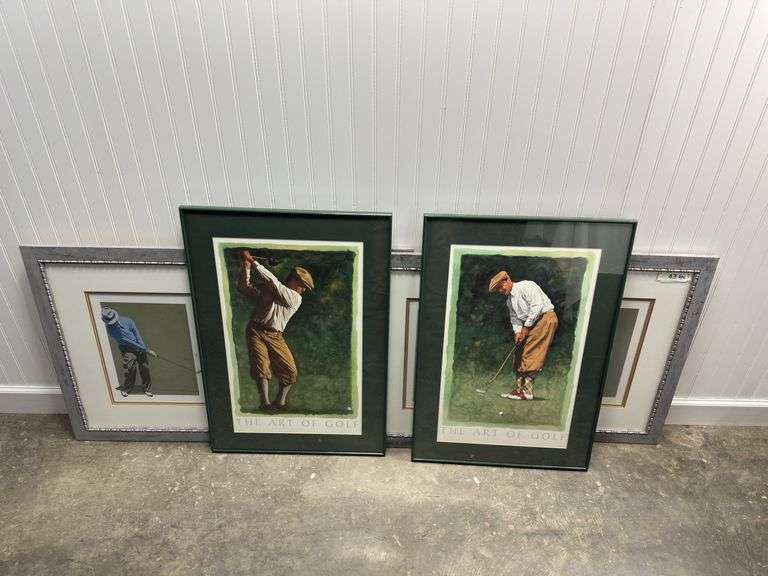 6 pc Framed Golf Prints