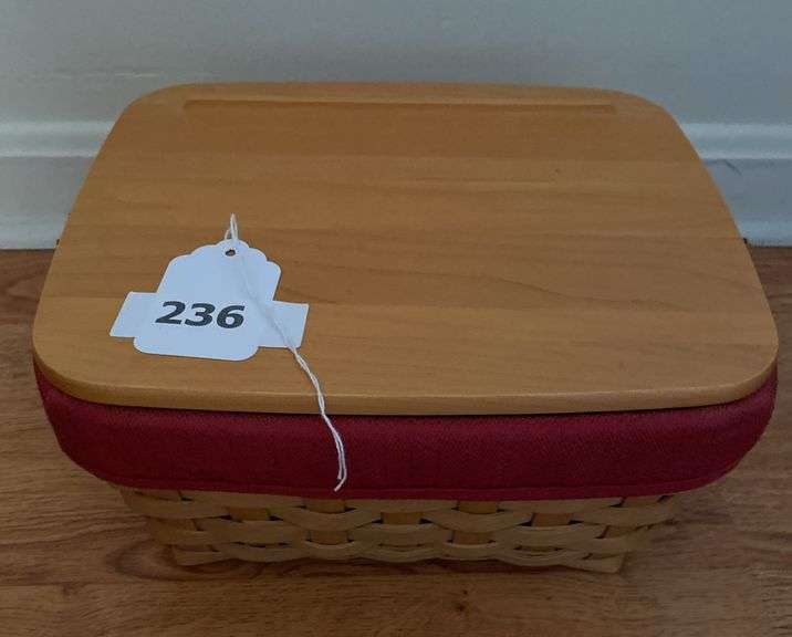 Longaberger 2 baskets, small storage solutions 11”w x 10”d x 5.5”h, picnic tote (no lid) 10”sq x 8”h