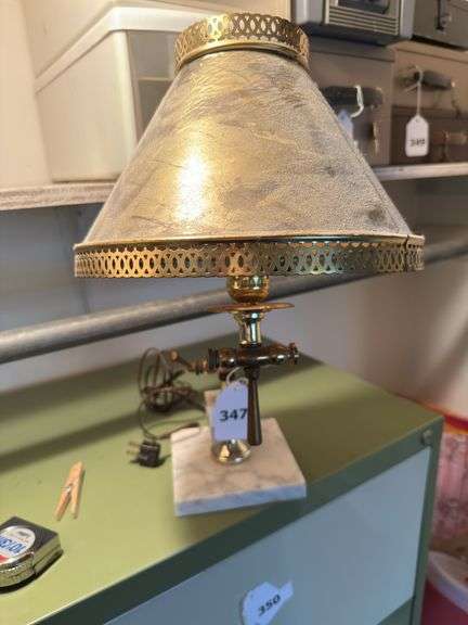 VTG Brass and marble adjustable lamp