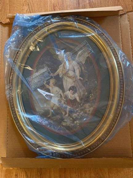 2 framed guardian Angel  pictures, vintage 19” x 22”, Home Interior 19” x 22.5”