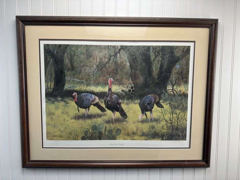 National wild turkey Federation framed print “ Lonestar trilogy” Julie Boren and “End of the Run” by Hayden Lambson