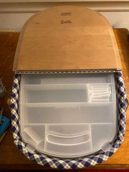 Longaberger Double Handled Craft Basket with lid 19”W x 12”D x 8.5”H