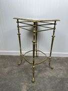 Heavy Brass Side Table with Marble top