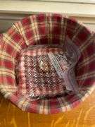 Longaberger Double Handled Round Basket with lid 12”Diameter x 8.5”H, tablecloth and 4 napkins