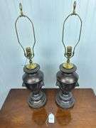 Pair of 30” lamps in bronze finish