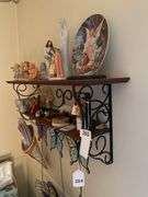 Metal and wood wall shelf 30”w x 7”d x 12.5”h excludes all contents ( bring Phillips screwdriver to remove from wall)