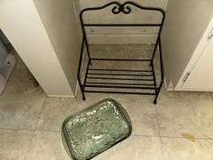 Glass casserole dish, iron stand