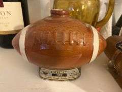 Football Beam bottle, vintage Firex fire extinguisher, milkglass vases, PartyLite candleholders, misc
