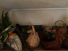 Chicken canister, wicker chickens, rooster figures