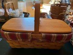 Longaberger  black iron lantern, bread basket, 2005 picnic basket